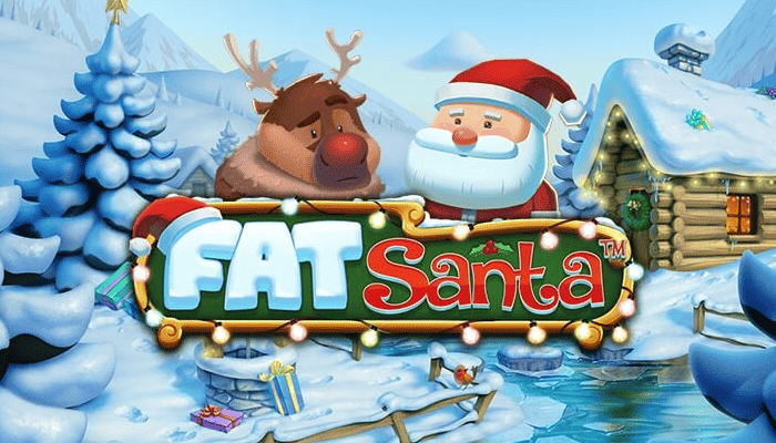 Fatsanta logo with characters and background